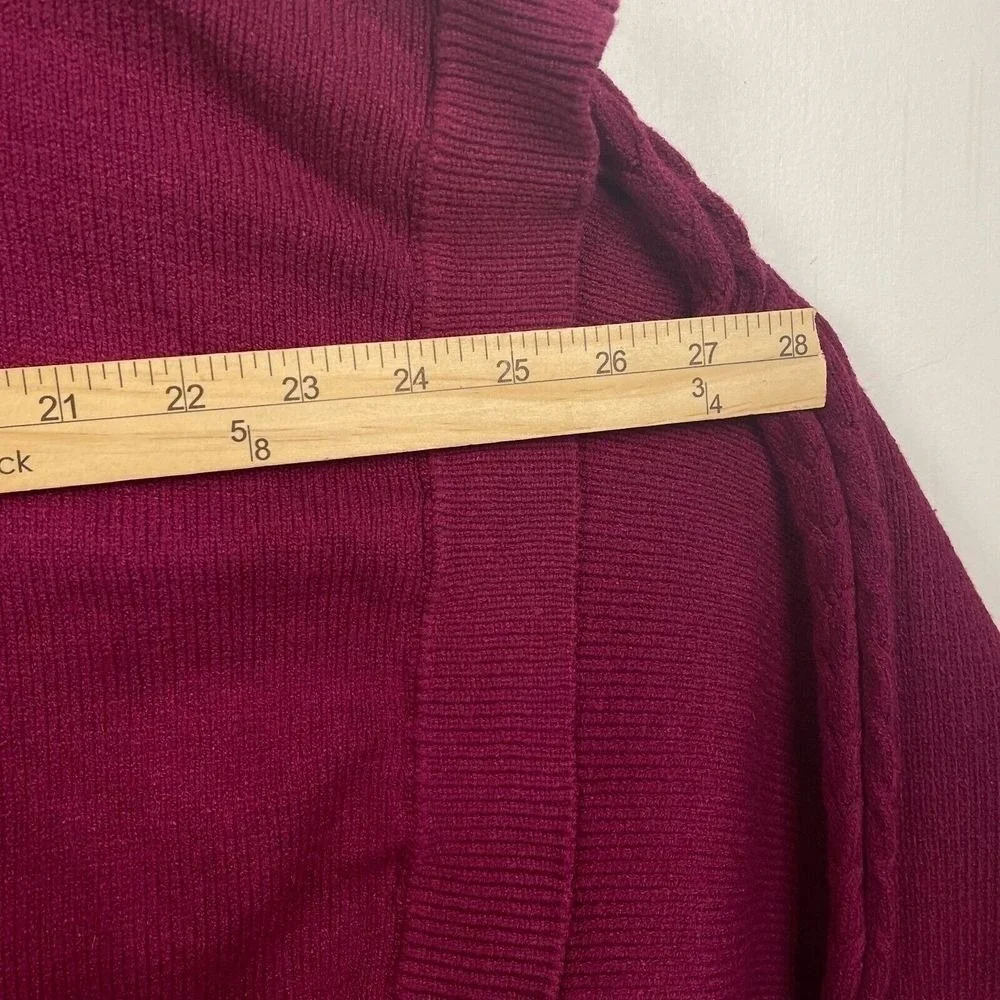 Marc New York Andrew Marc Women's Red Plum Turtleneck Cable Knit Sweater Size L‎